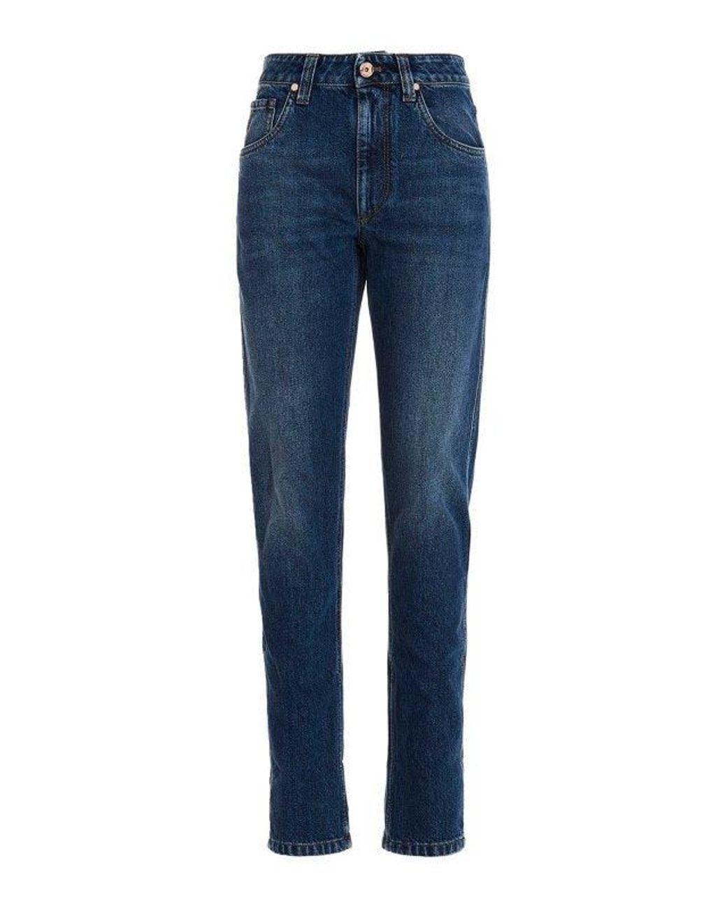 Brunello Cucinelli Blue Dark Straight Leg Trousers