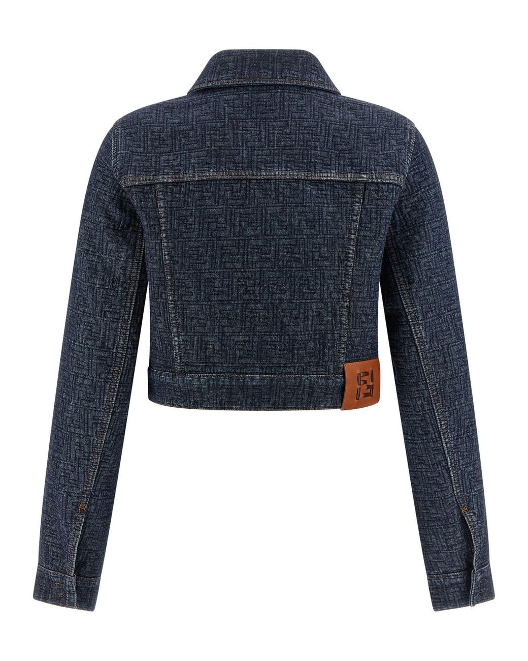 Fendi Blue Padded Ff Jacquard Denim Bolero Jacket