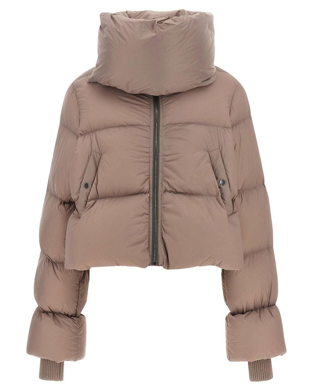 Rick Owens Natural Funnel Neck Cropped Down Jacket