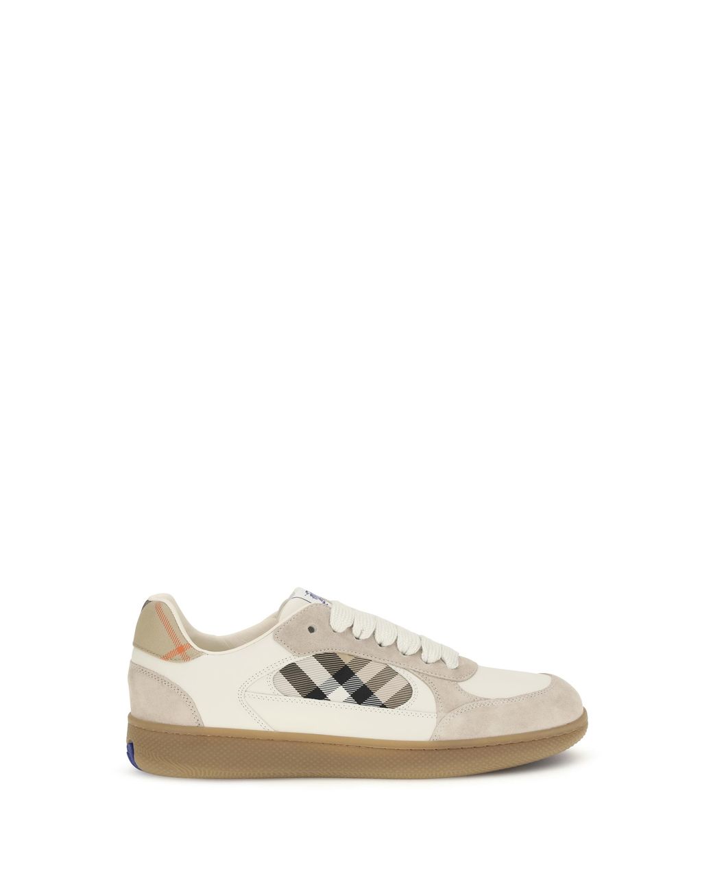 Burberry White Sneakers Terrace Leather Check Trainers for men