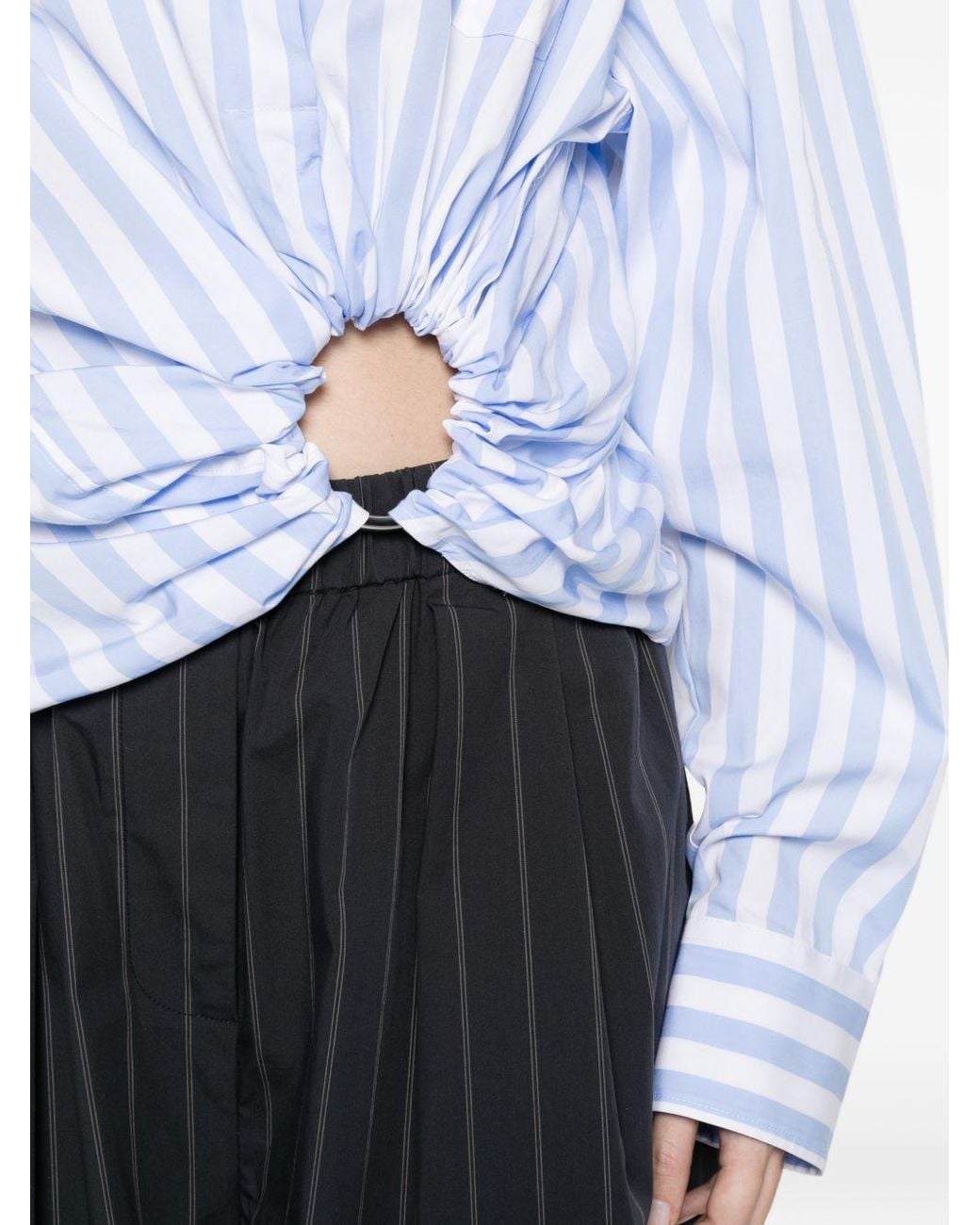 Sportmax Blue Striped Cotton Shirt