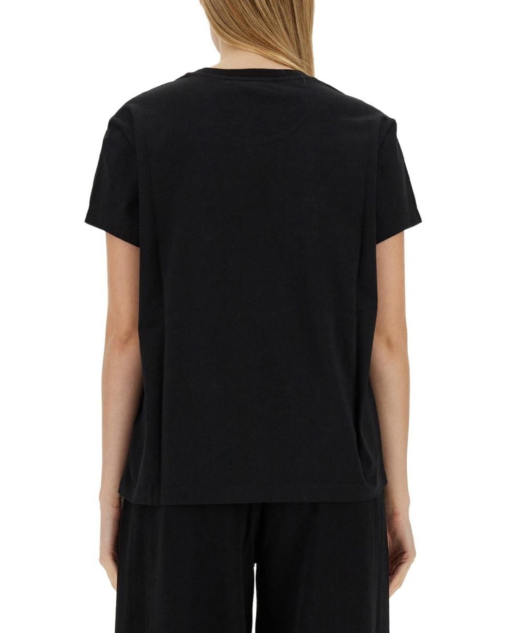 Stella McCartney Black Oversize Fit Logo T-Shirt Cotton T-Shirts