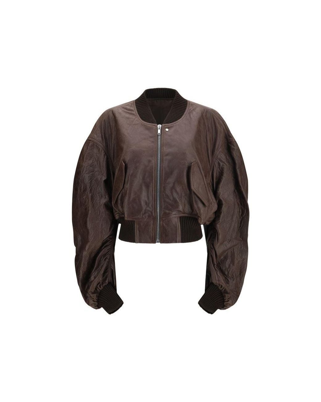 Rick Owens Brown Calf Leather Bos Taurus Bomber