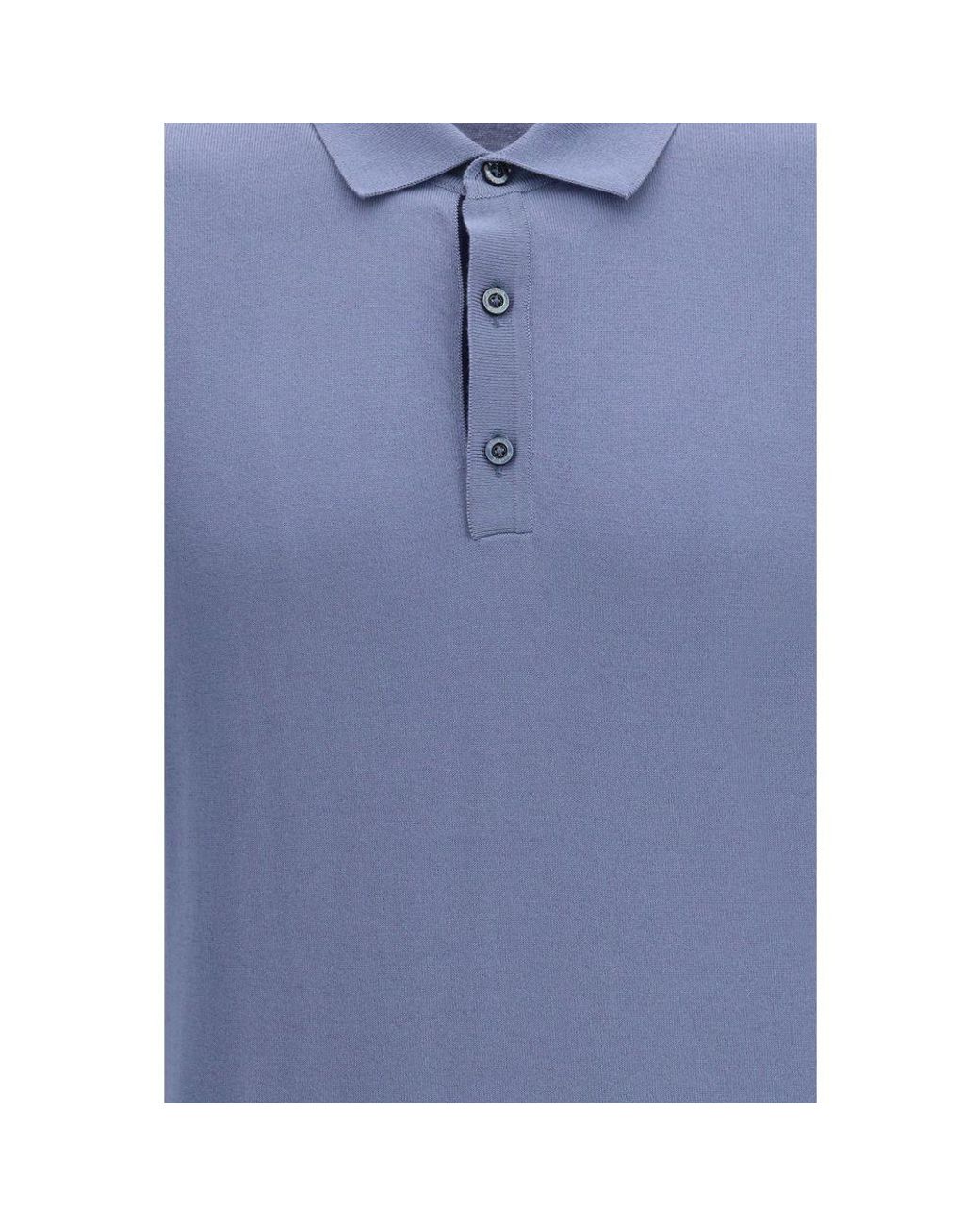 Moorer Blue Cotton Polo Shirt for men