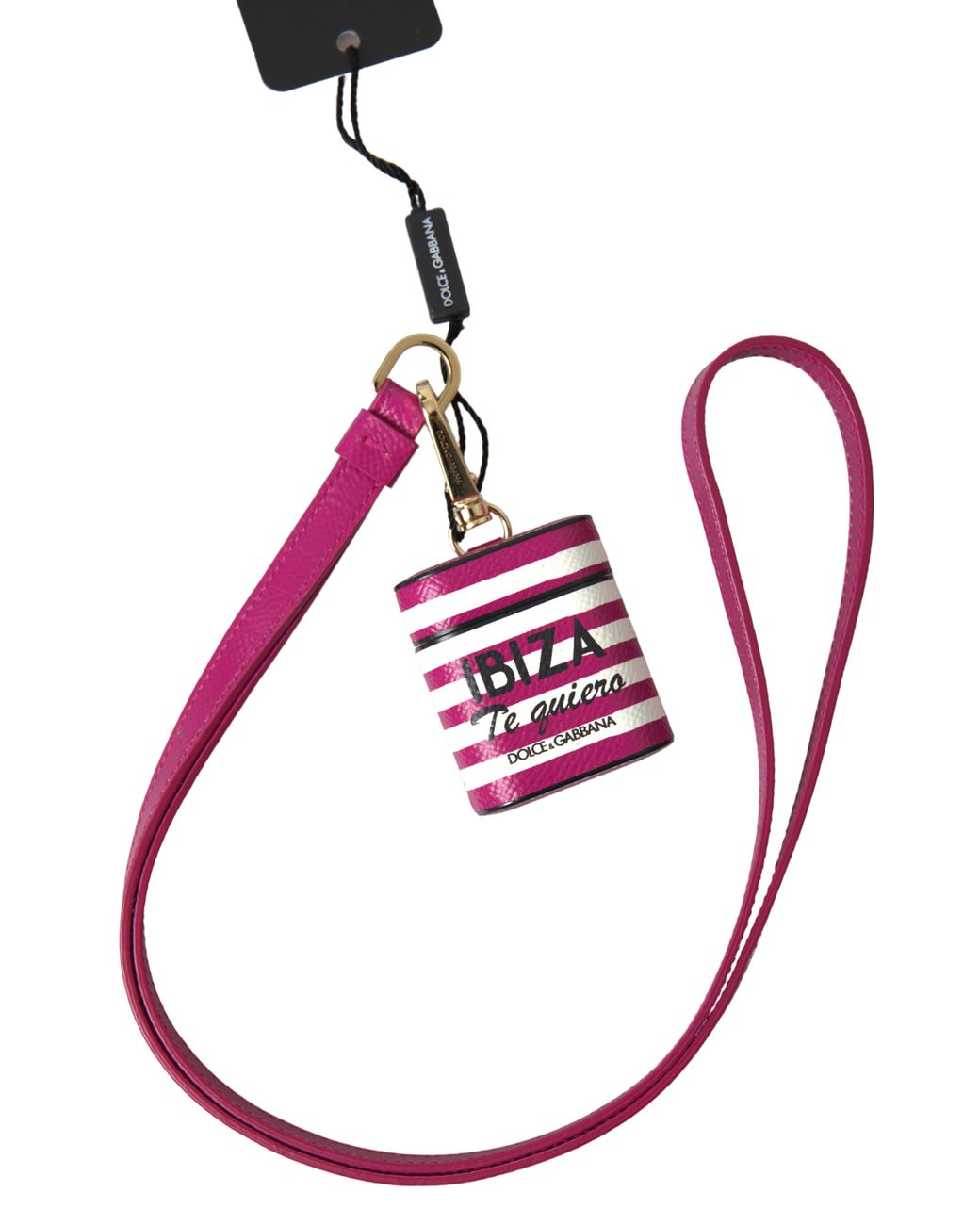 Dolce & Gabbana Pink Fuchsia Dauphine Leather Logo Airpods Case Accessory