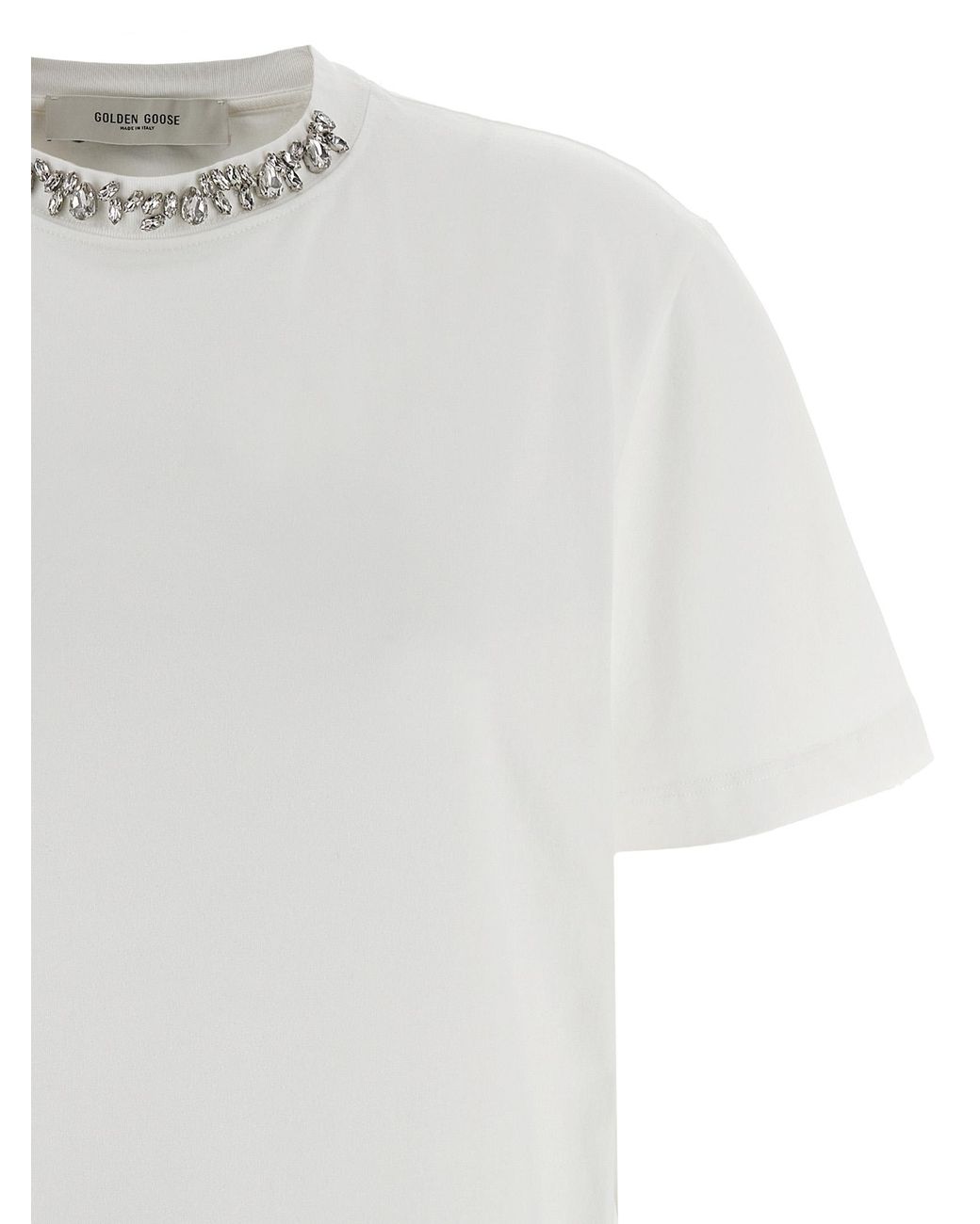 Golden Goose Deluxe Brand White Crystal Crew Neck T-Shirt