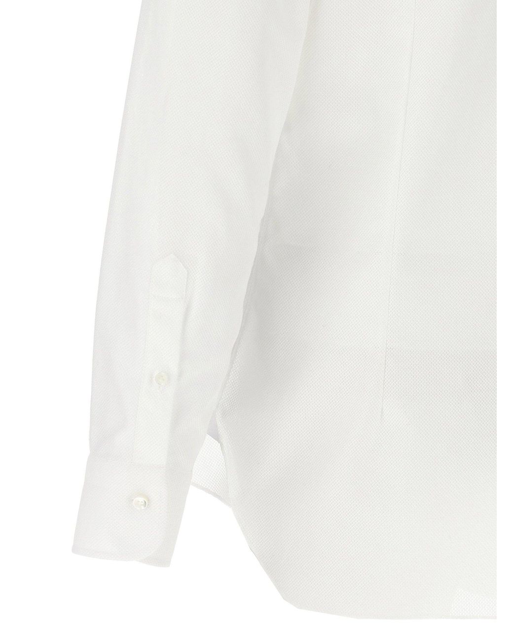 Barba Napoli White Honeycomb Cotton Shirt for men