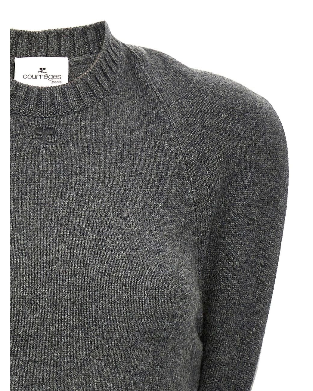 Courreges Gray Wool Over-The-Shoulder Drapé Dress