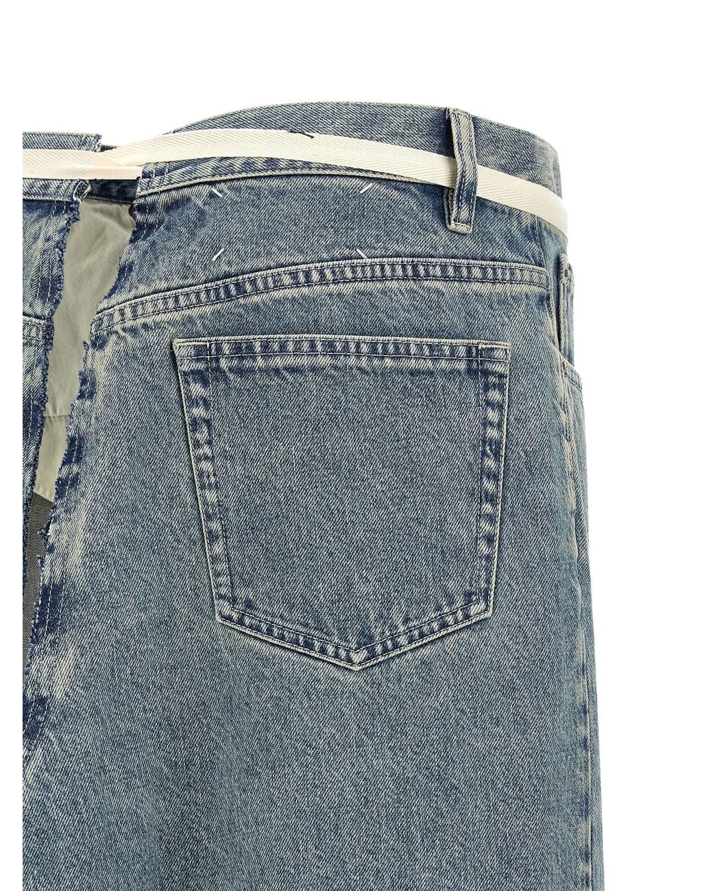 Maison Margiela Blue Cotton Mini Skirt