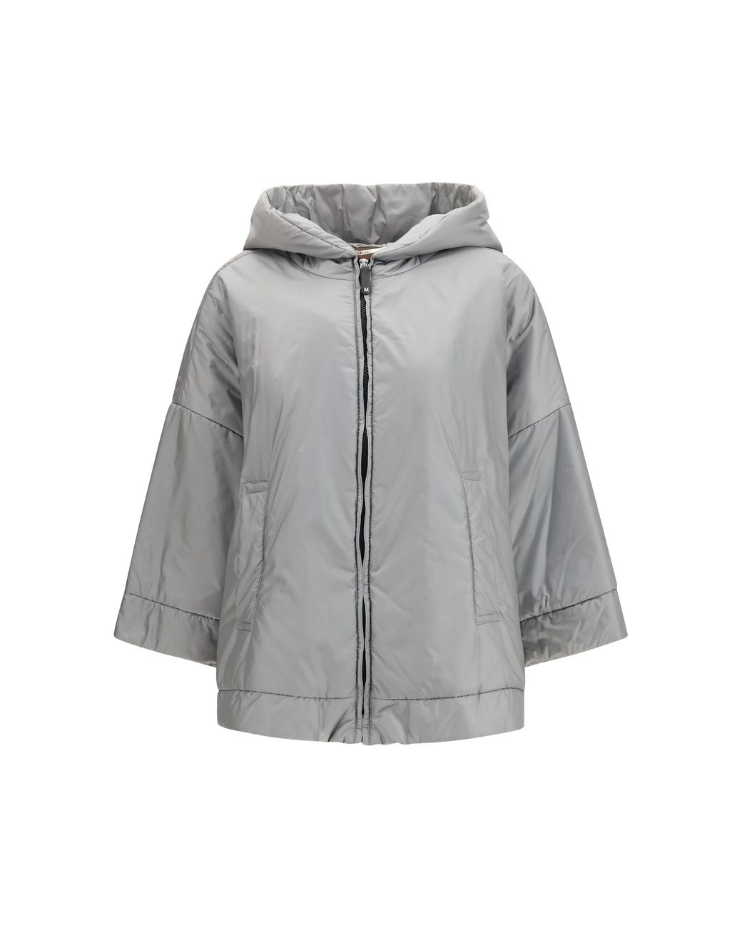 Max Mara Gray Hooded Padded Jacket Outer: Polyester