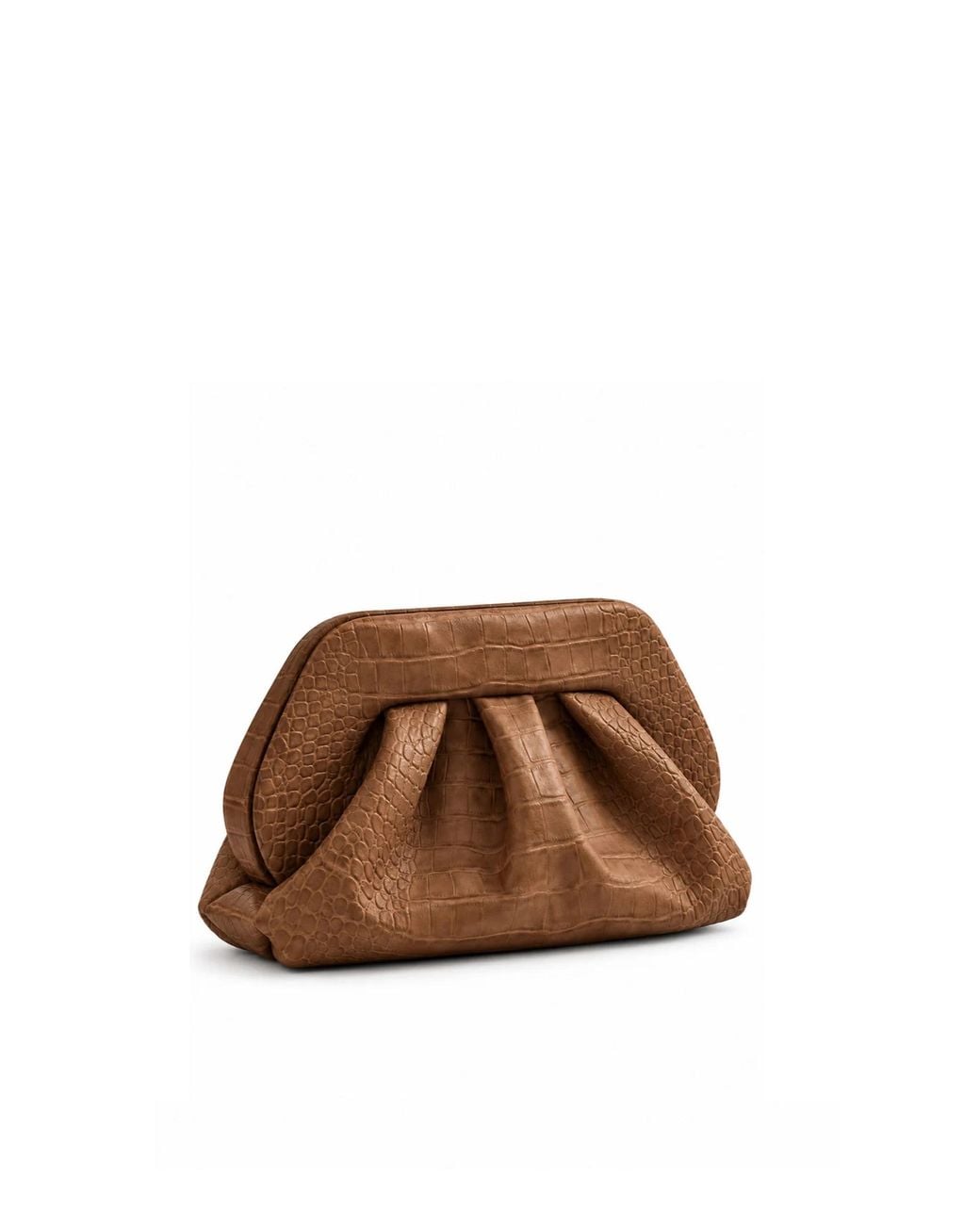 THEMOIRÈ Brown Handbag Bios Medium Suede Croco Polyurethane Hand Bags
