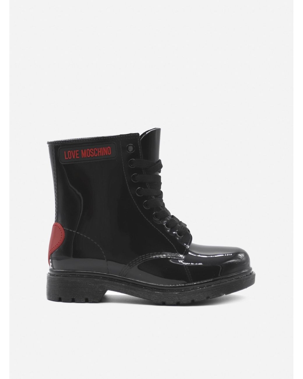 glossy black combat boots