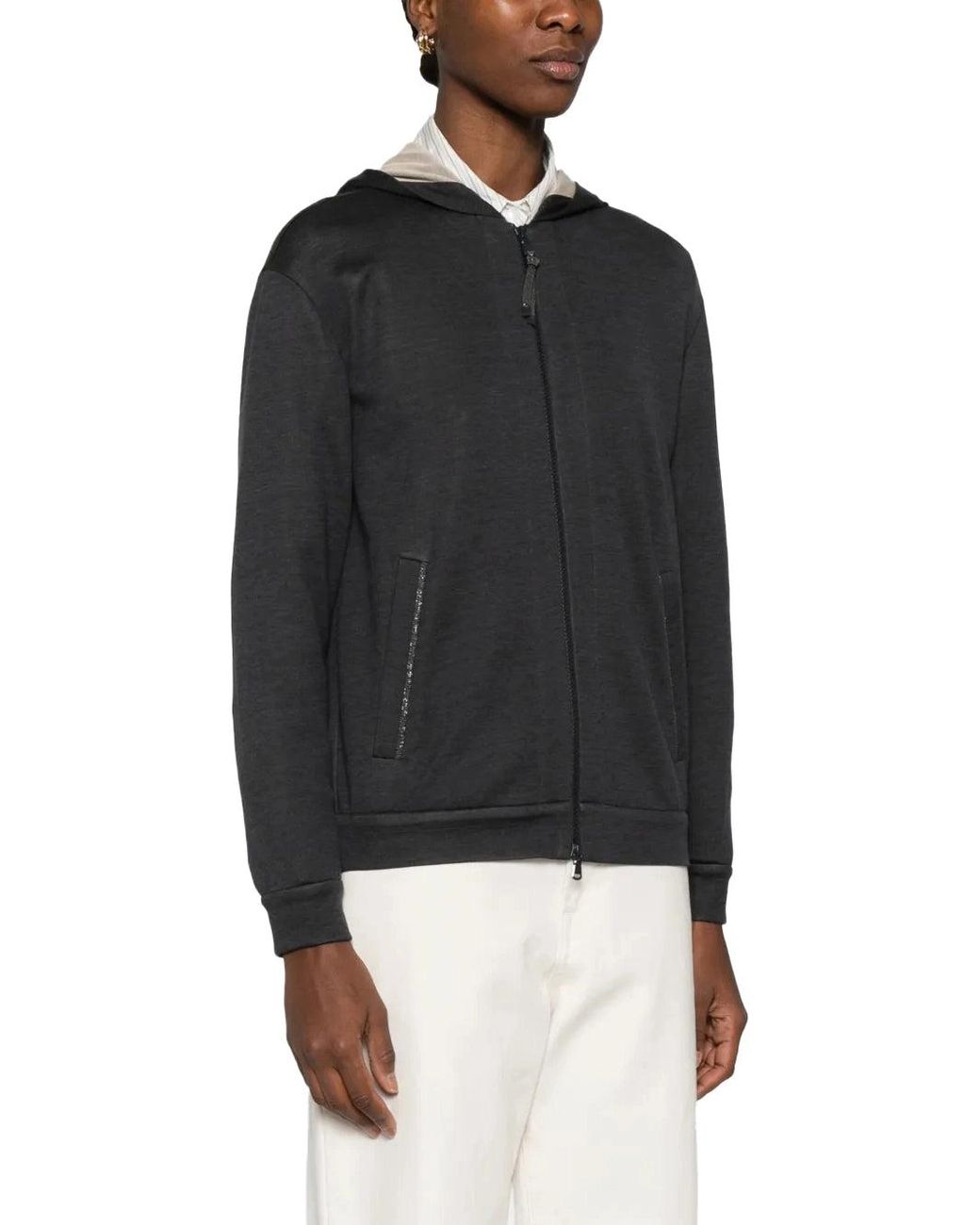 Brunello Cucinelli Black Hooded Sweatshirt