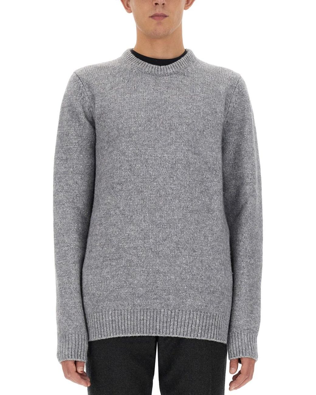 Dolce & Gabbana Gray Dolce & Gabbana Logo Plaque Wool Sweater for men