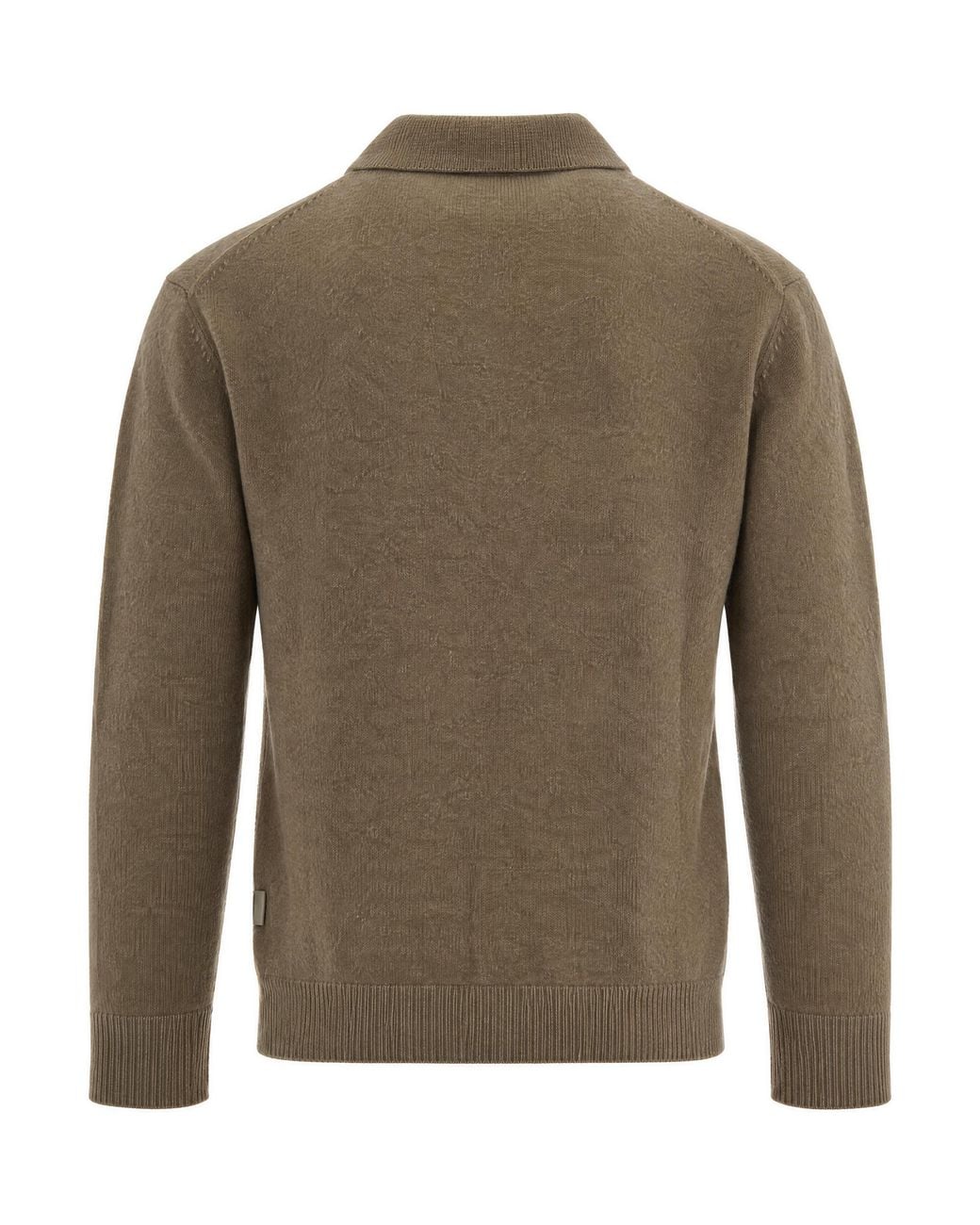 Paolo Pecora Green Long-Sleeve Polo Jumper Wool Sweater for men
