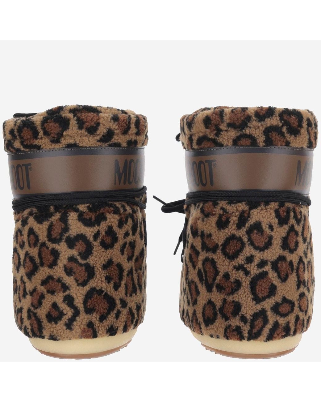 Moon Boot Brown Ankle Boots Icon Low Fleece Animal Print Faux Fur