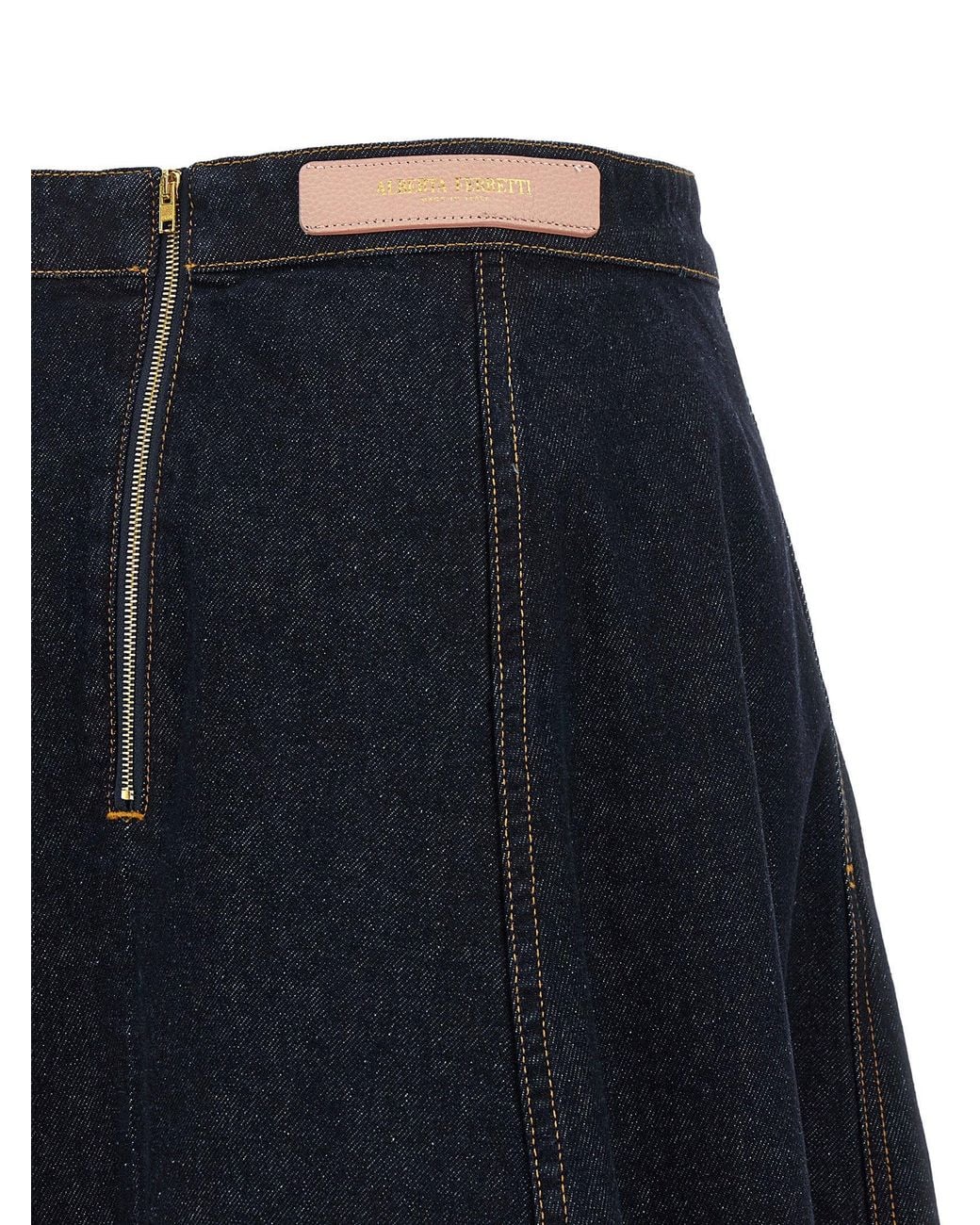 Alberta Ferretti Denim A-Line Maxi Skirt in Blue | Lyst