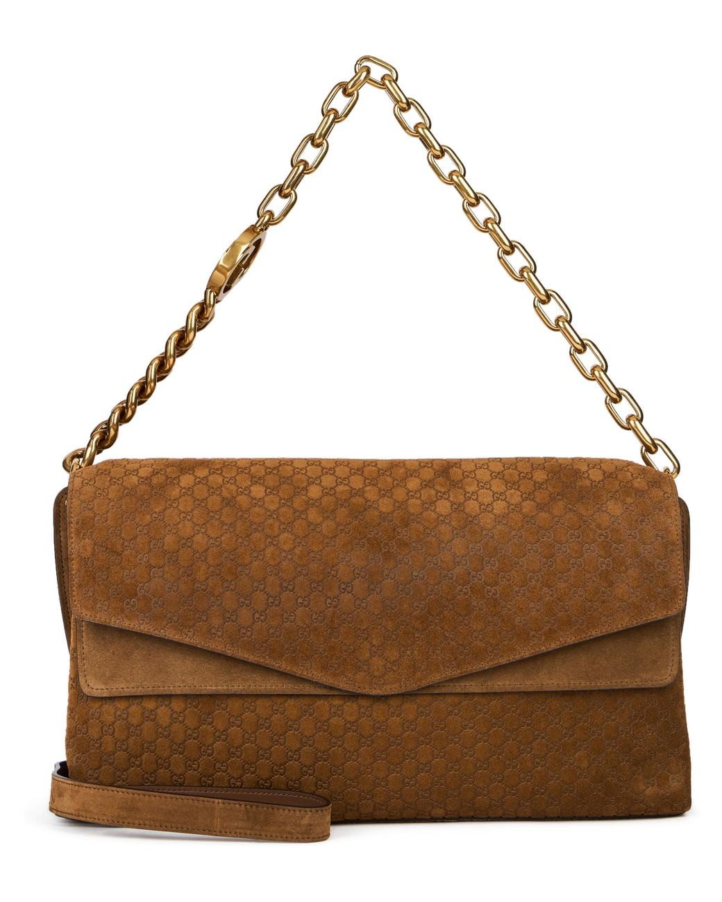 Gucci Brown Shoulder Bag Suede Calfskin Handbags