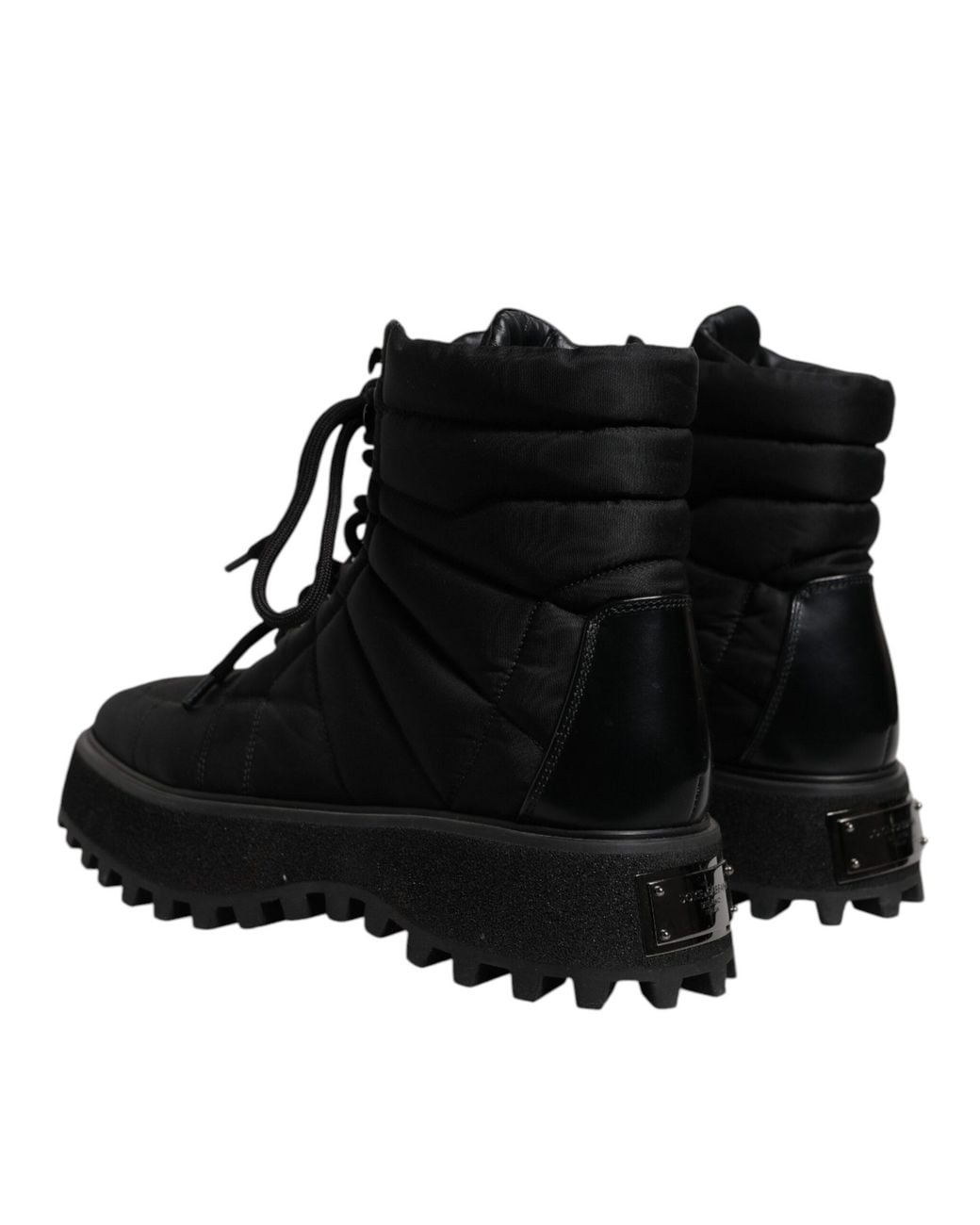 Dolce & Gabbana Black Quilted Nylon Laceup Boots for men