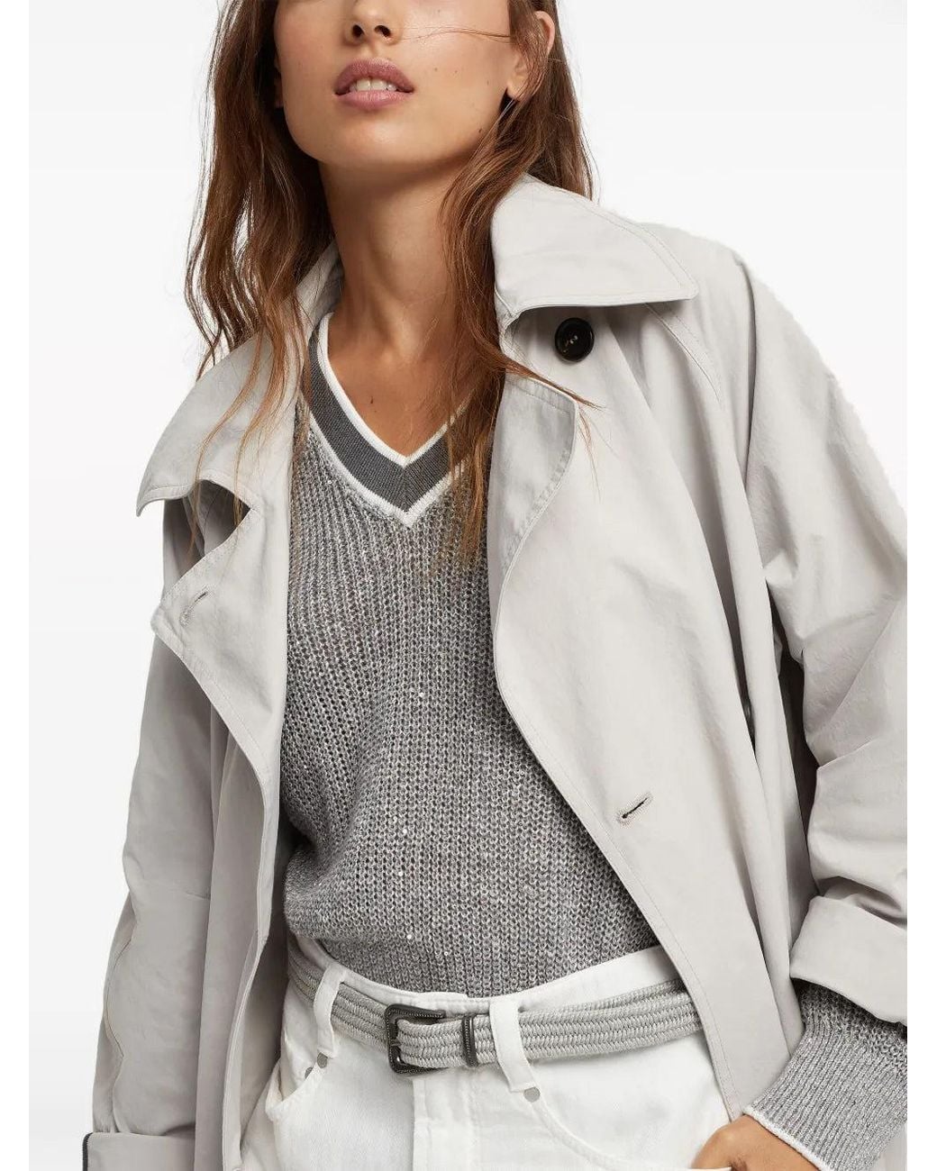 Brunello Cucinelli Gray Light Woven Belt Accessories & Slg