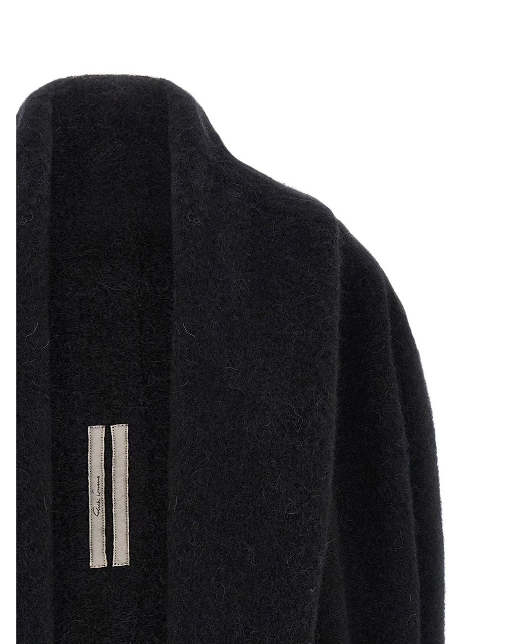 Rick Owens Black Hooded Medium Wrap Cardigan