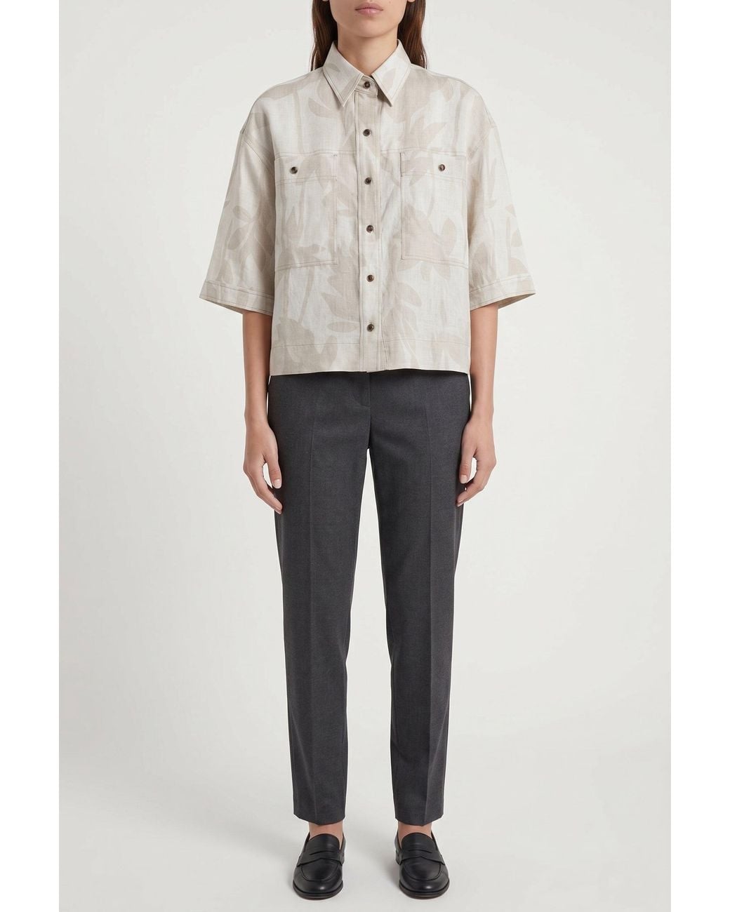Brunello Cucinelli Multicolor Light Linen Boxy Shirt