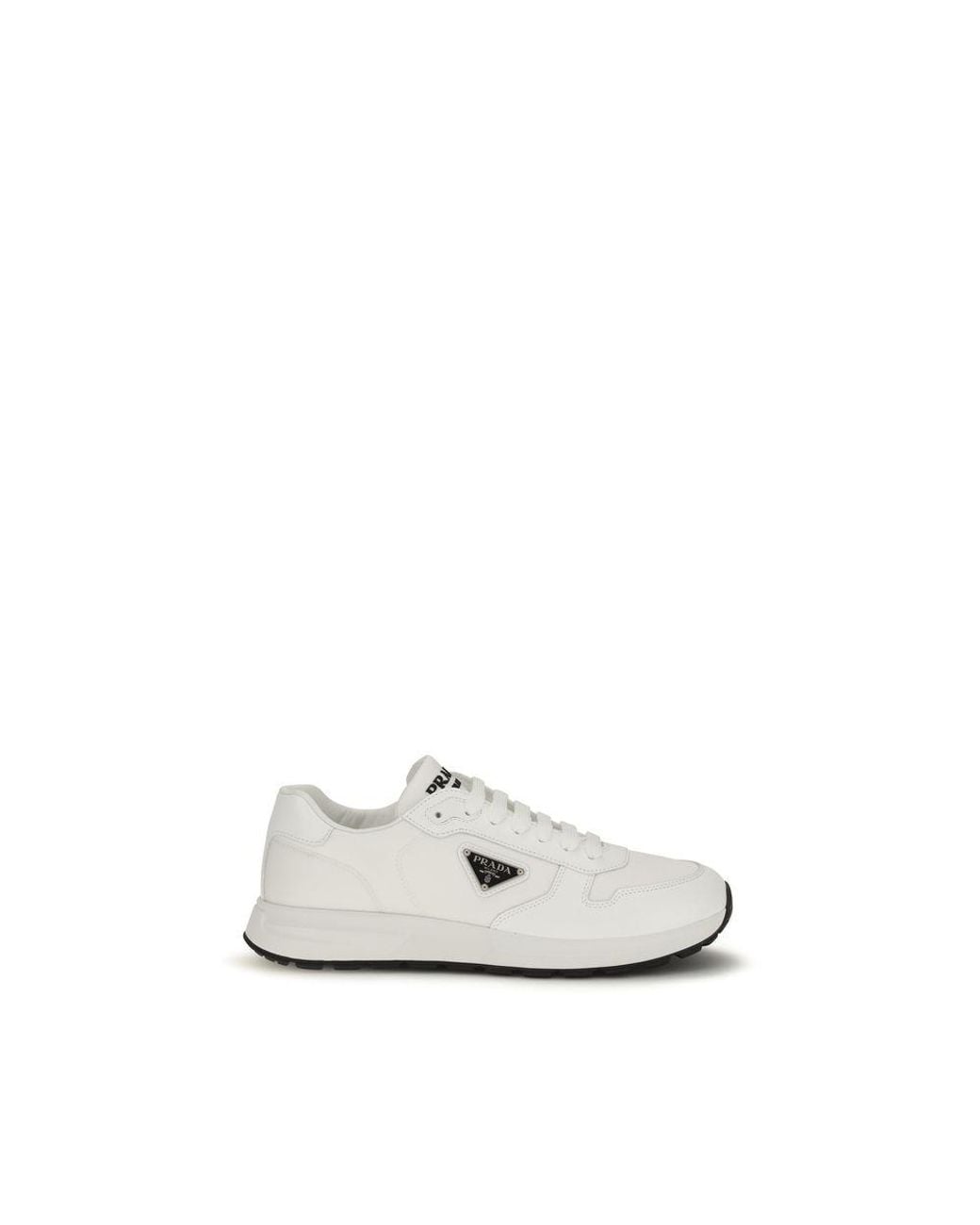 Prada White Recycled Polyamide Athletic Sneakers for men