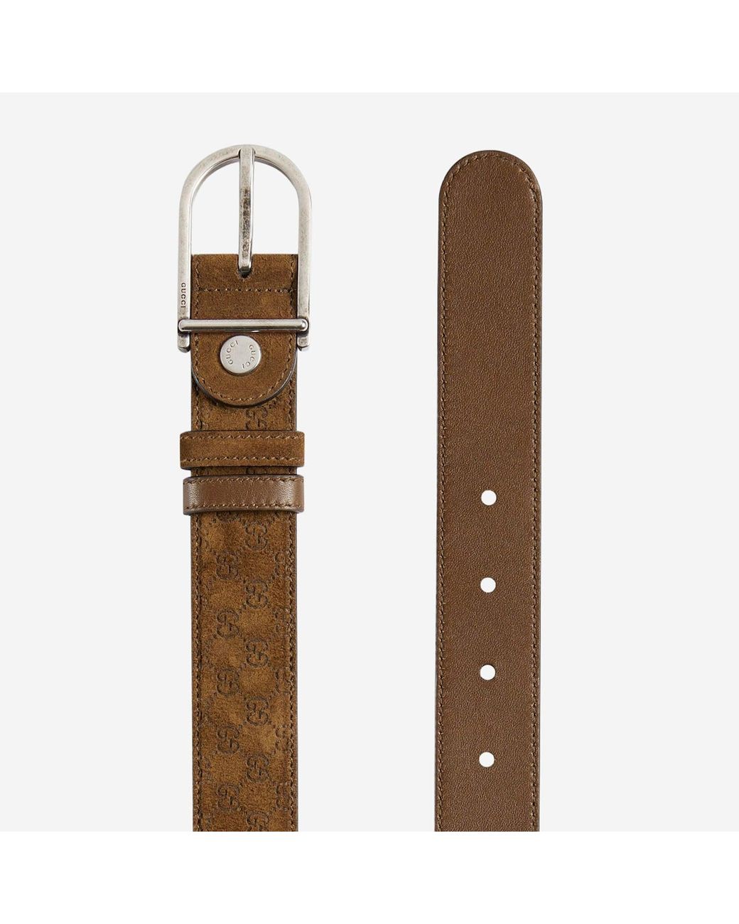 Gucci Brown Reversible Belt With Rounded Buckle Leather for men