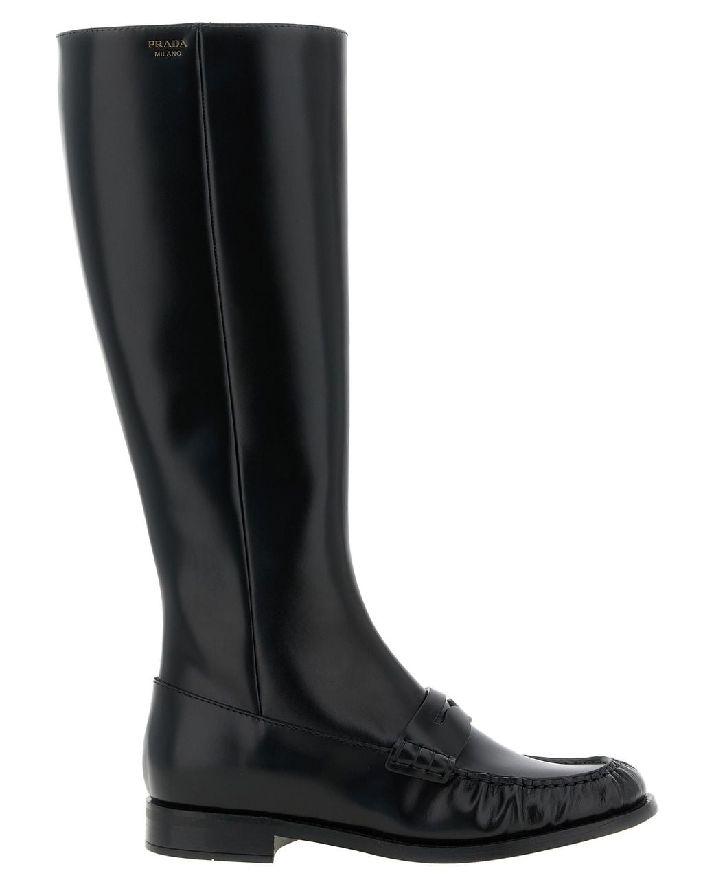 Prada Black Prada Calfskin Over-The-Knee Boot