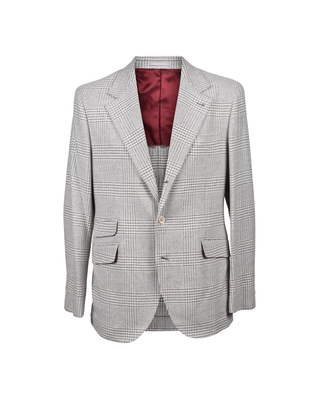 Brunello Cucinelli Gray Light Wool Check Suit for men