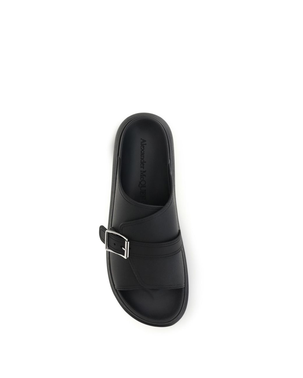 McQueen Black Buckle Slide Sandals for men