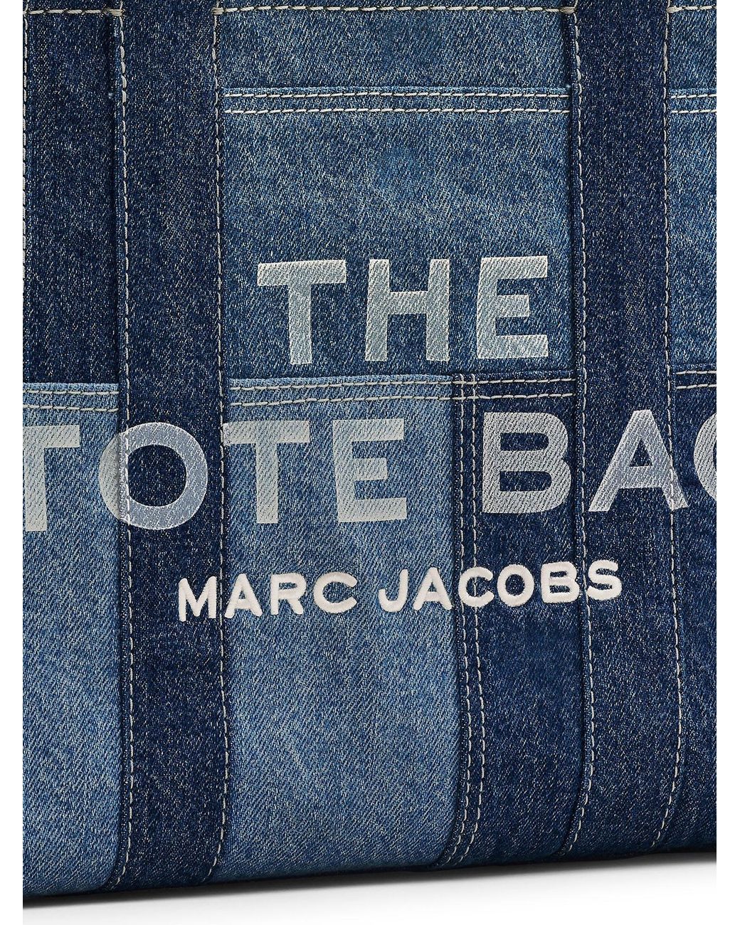 Marc Jacobs Blue The Denim Medium Handbag With Front Logo Print