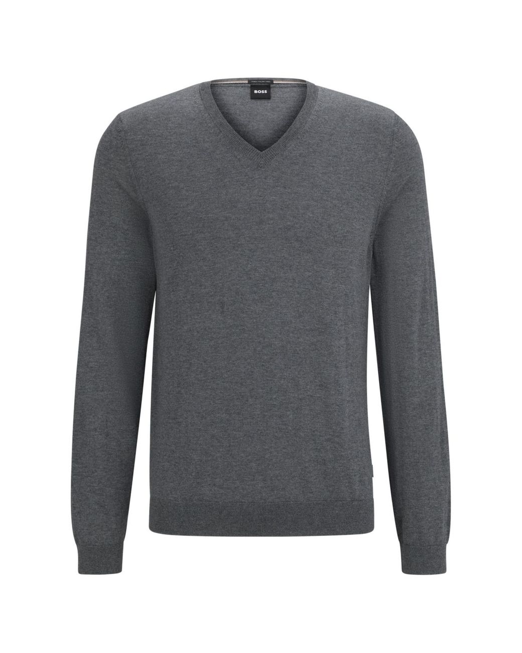 Boss Blue Melba V-Neck Virgin Wool Sweater Clothing Knitwear for men