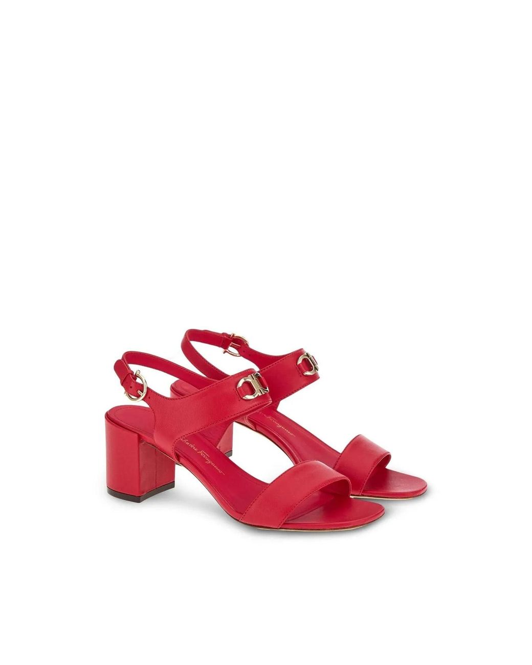 Ferragamo Pink Gancini-Plaque Block-Heel Sandals