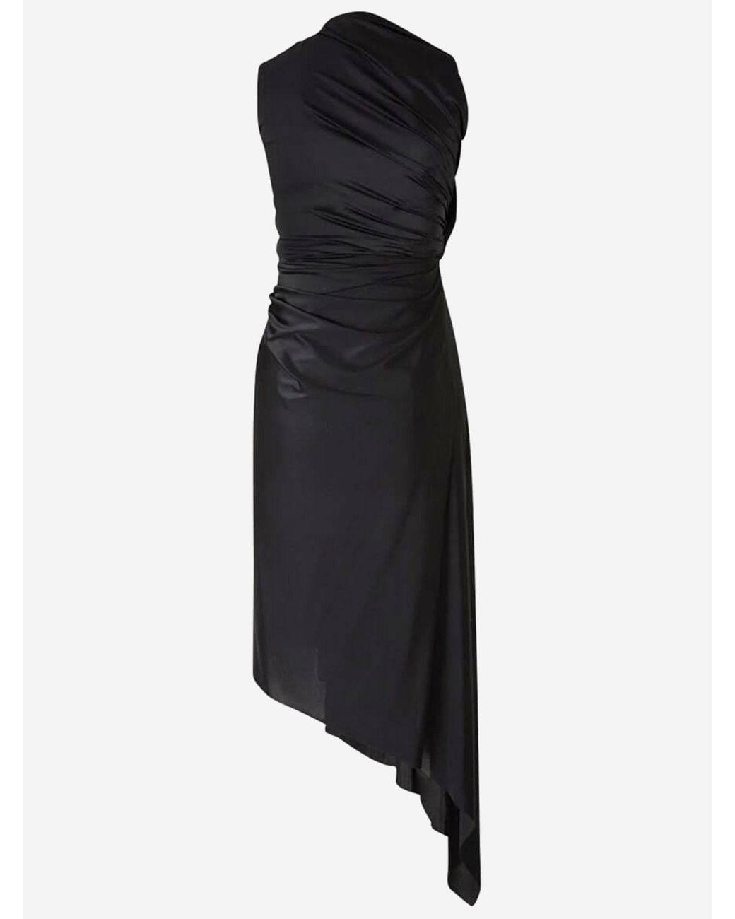 Balenciaga Black Asymmetrical Dress Stretch Fabric Polyamide