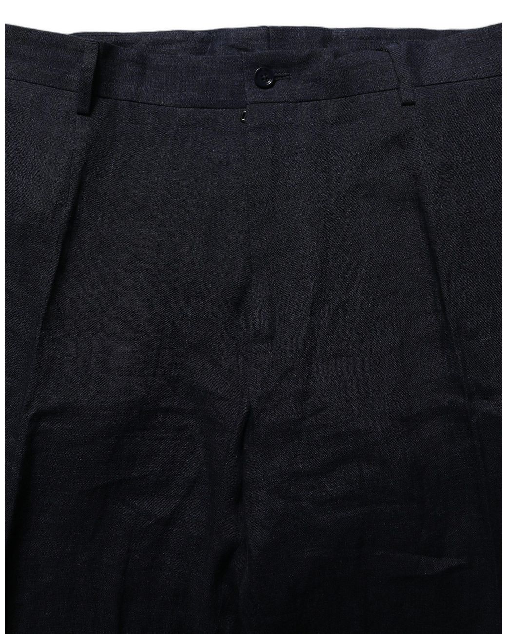Dolce & Gabbana Blue Linen Straight Leg Dress Trouser Pants for men