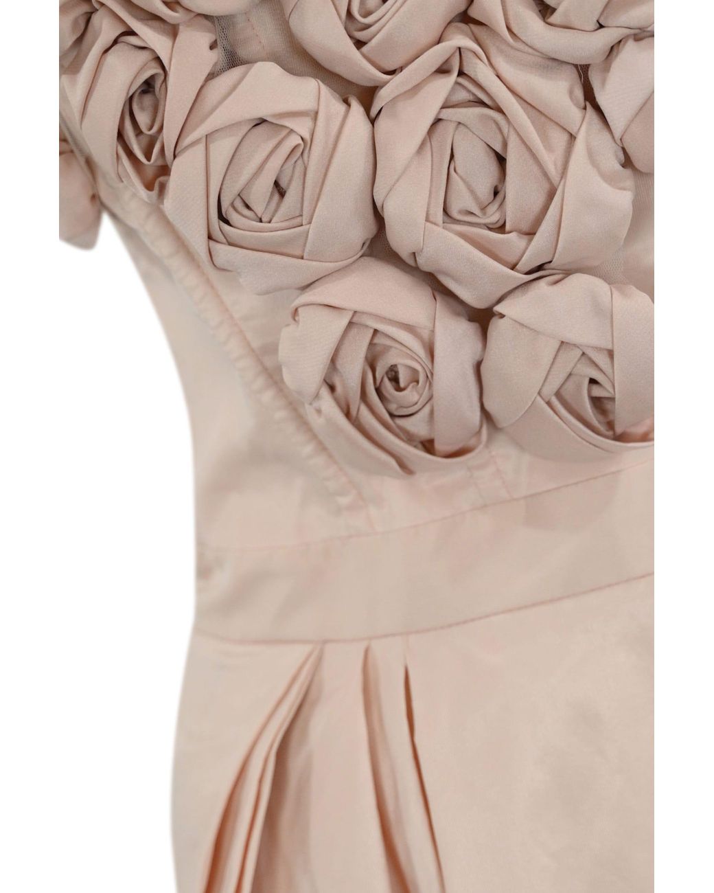 ワンピース Elisabetta Franchi GABARDINE DRESS WITH EMBROIDERED ROSES Elisabetta Franchi Gabardine Dress With Roses in Natural | Lyst