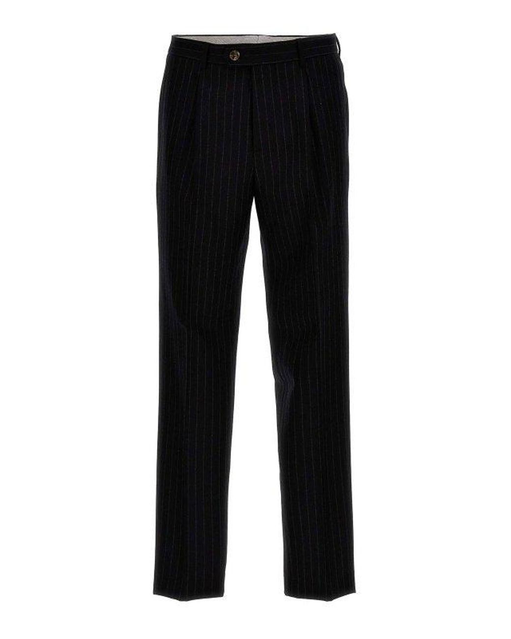 Brunello Cucinelli Black Wool Pinstripe Suit for men