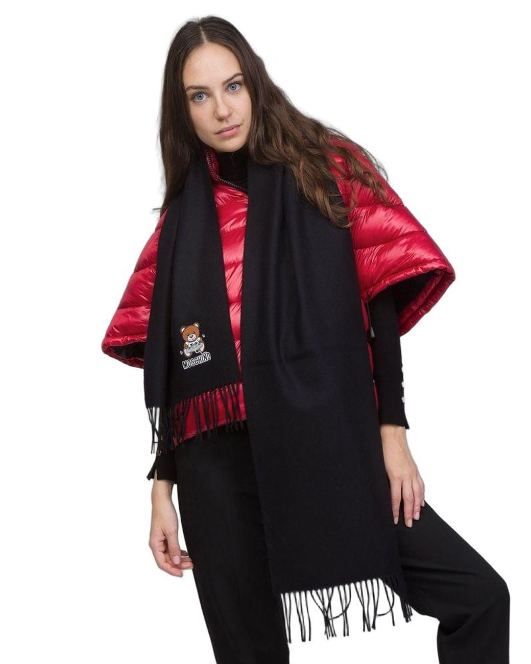 Moschino Red Scarf Lambswool Accessories