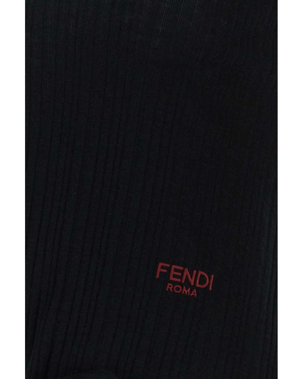 Fendi Black Fendi Virgin Wool Ribbed Sweater