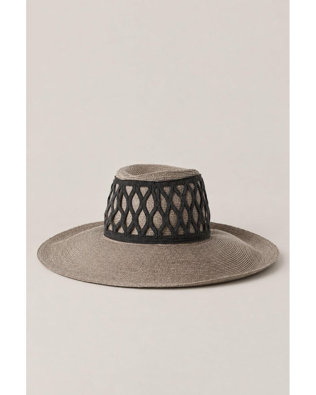 Brunello Cucinelli Multicolor Woven Wide Brim Hat