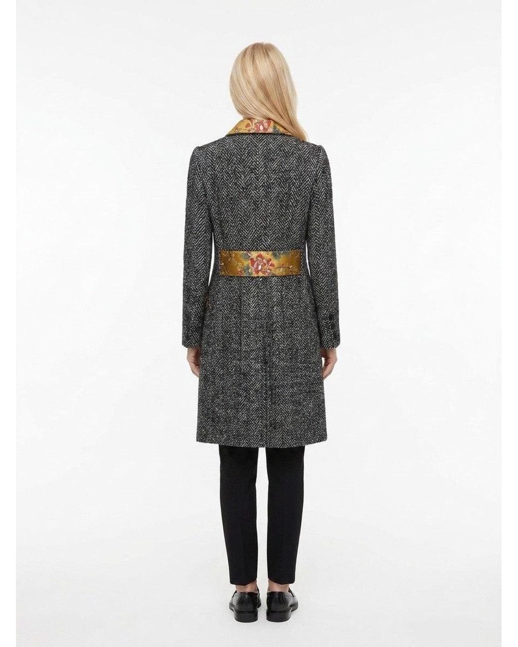 Dolce & Gabbana Multicolor Dolce & Gabbana Herringbone Wool-Blend Coat