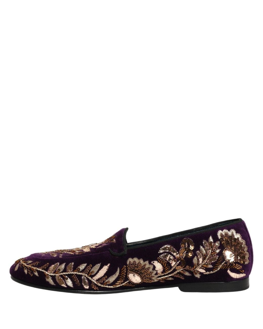 Dolce & Gabbana Black Dolce & Gabbana Velvet Floral Embroidery Loafer for men