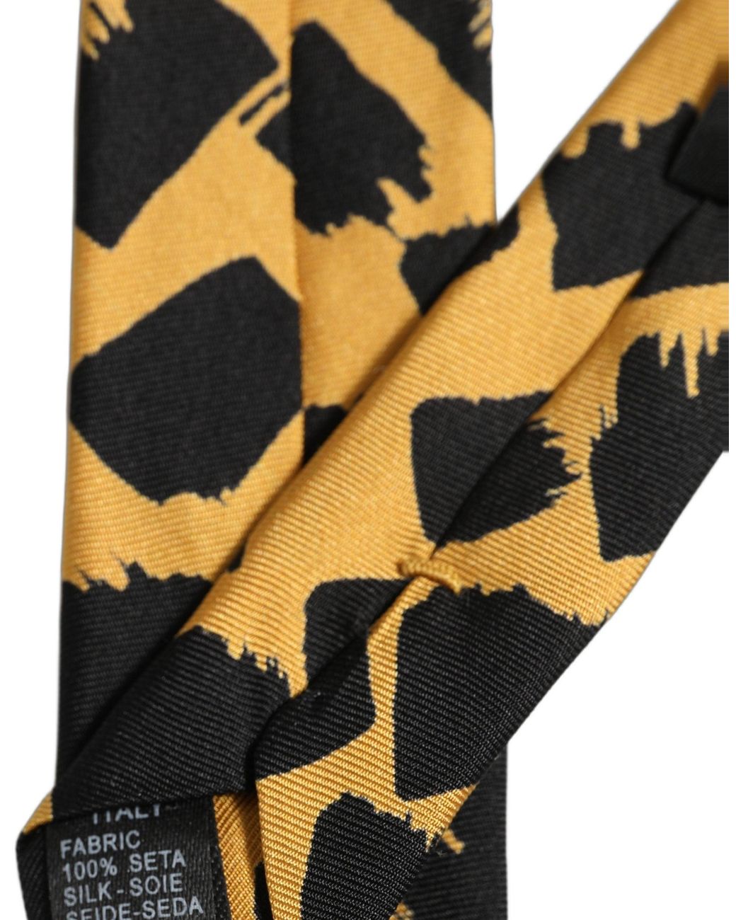 Dolce & Gabbana Yellow Abstract Silk Adjustable Tied Necktie Tie for men