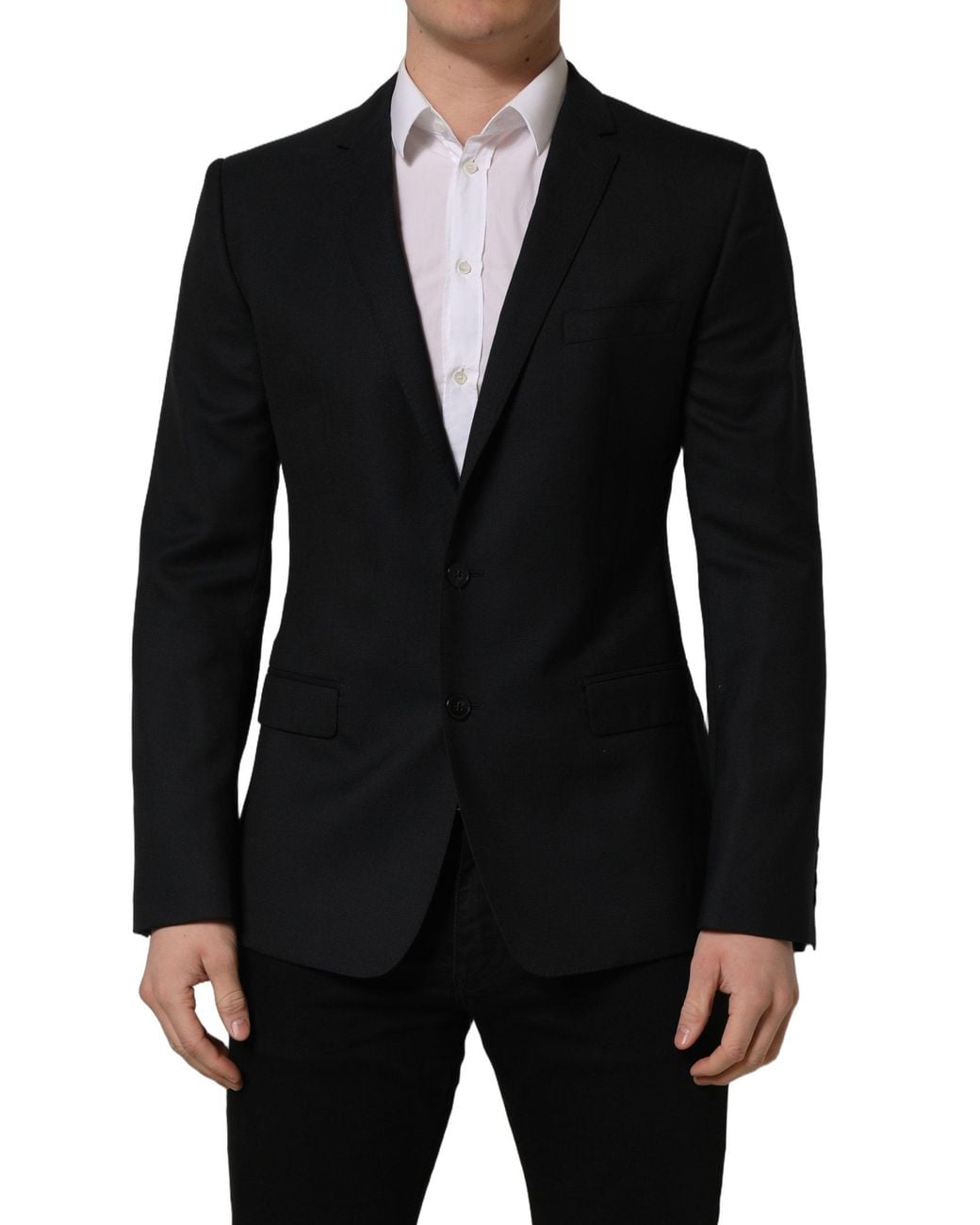 Dolce & Gabbana Black Wool Single Breasted Blazer Jacket Vigin Clothing for men