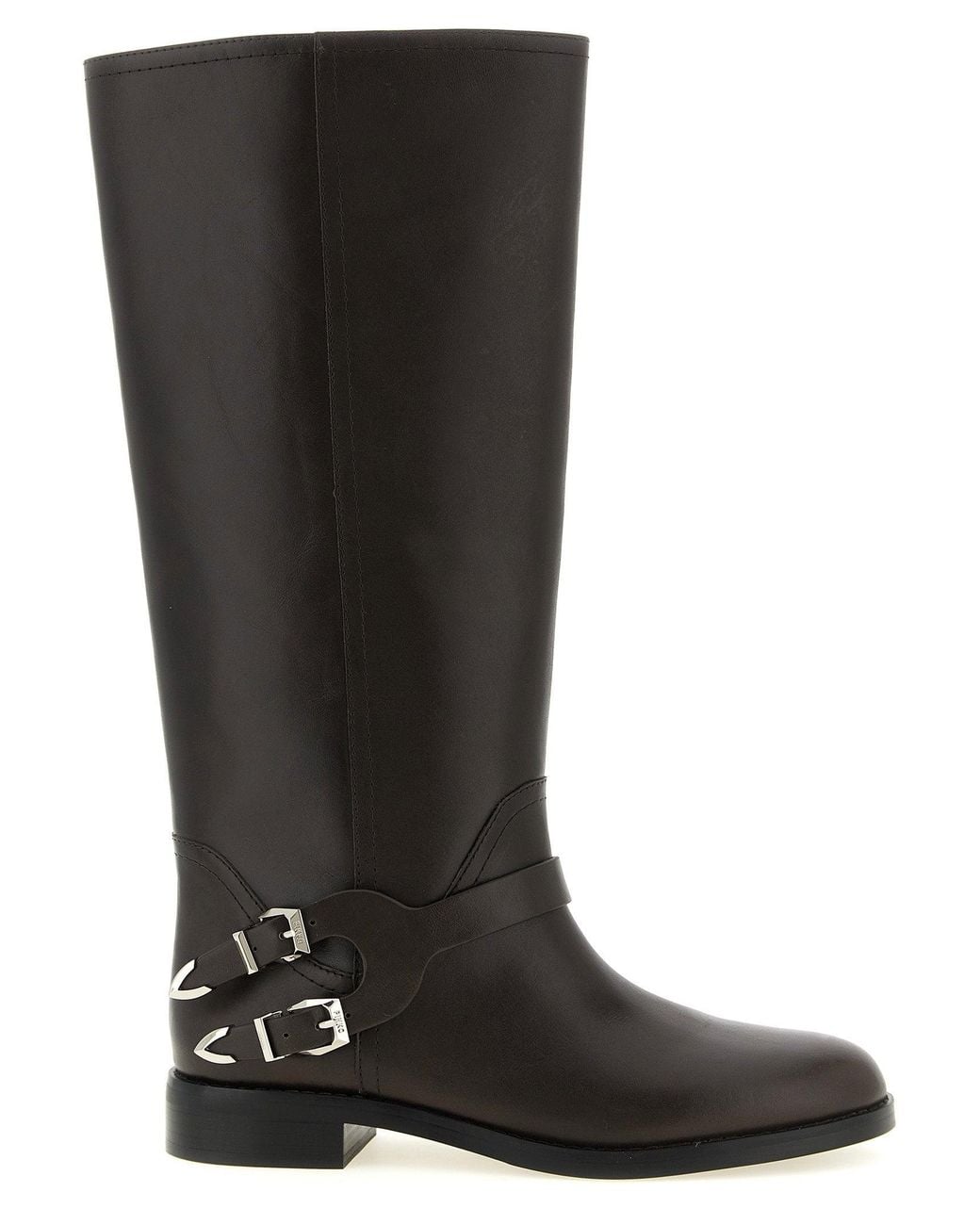 Pinko Black Equestrian Buckle Boots