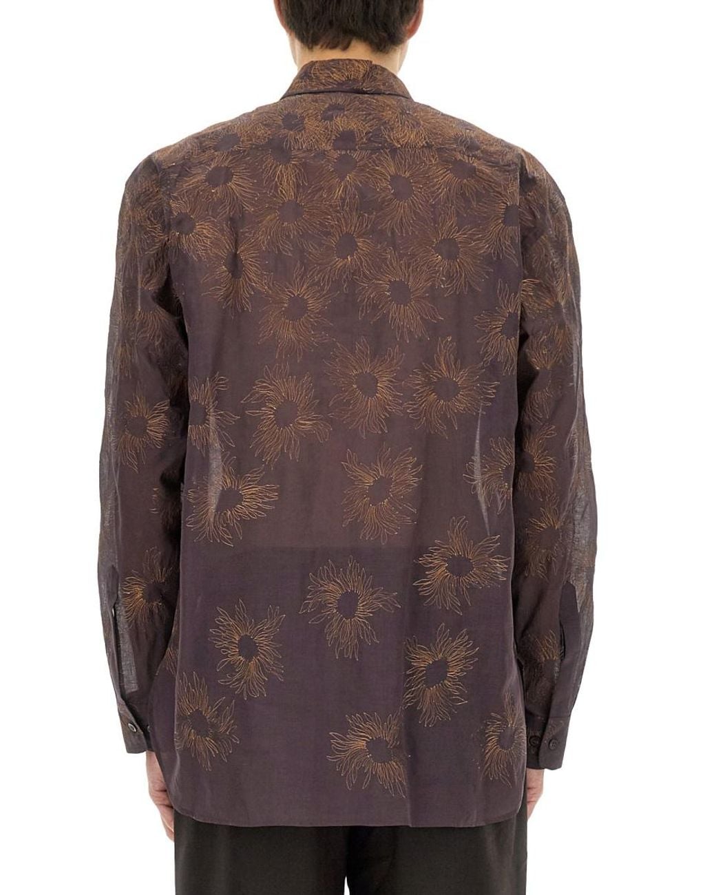 Dries Van Noten Brown Printed Shirt Cotton for men