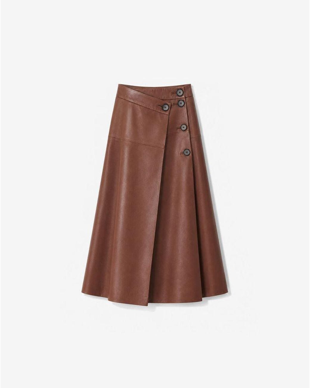 IRO Brown Iro Leather Button-Front A-Line Skirt