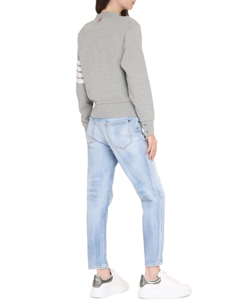 Thom Browne Gray Logo Cotton Cardigan Cardigans