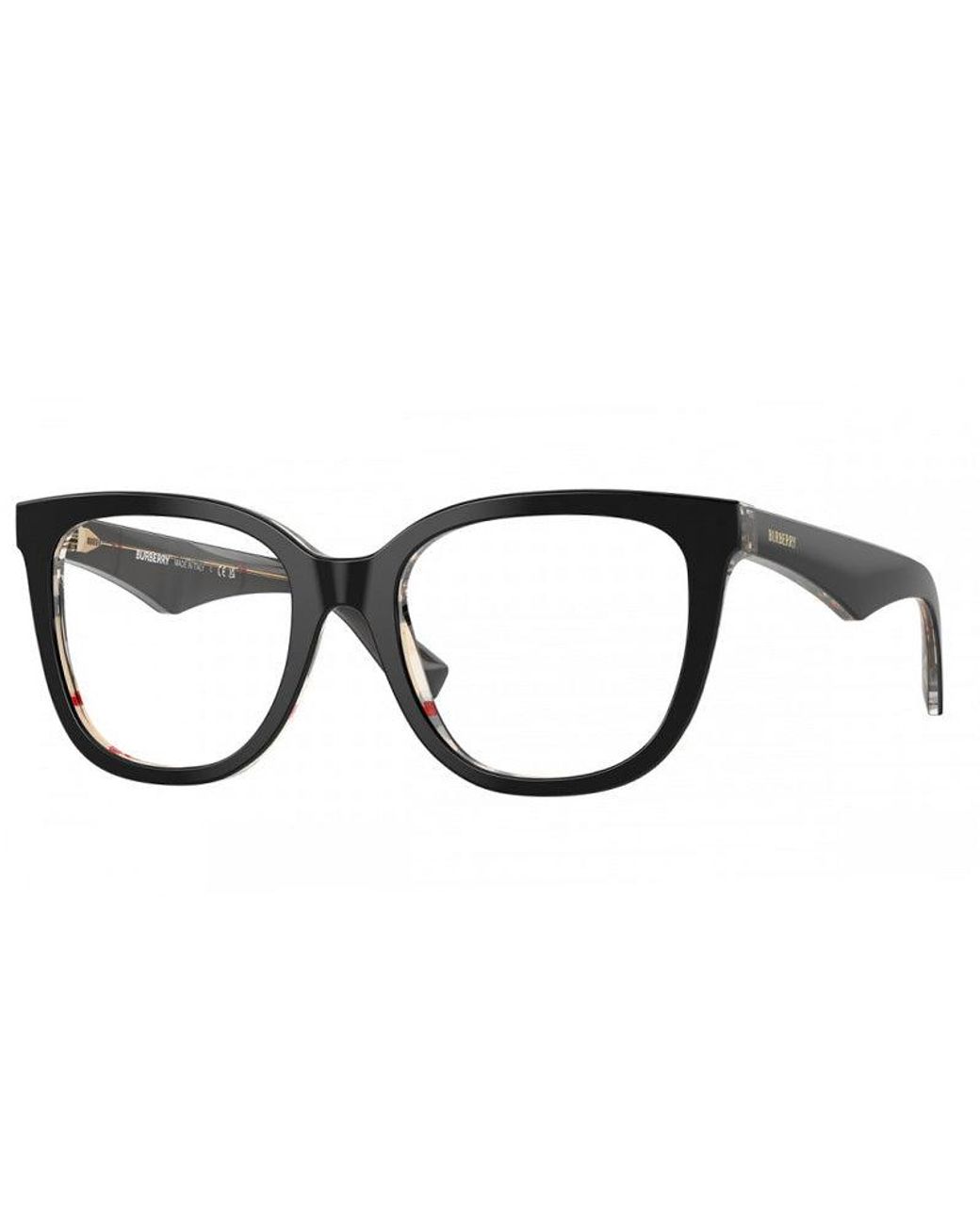 Burberry Black Eyeglasses Square Full Rim, Top On Vintage Check Frame And Clear Demo Lenses Lens Be24154121 Sunglasses